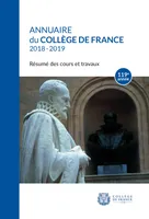 Annuaire du Collège de France 2018-2019, Résumé des cours et travaux 119e année