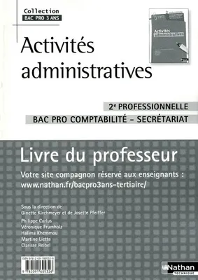 Activités administratives, 2e professionnelle / livre du professeur