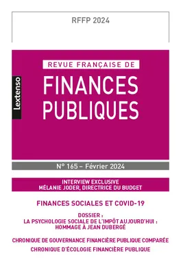 Revue française des Finances Publiques n°165-2024, Finances sociales et COVID-19
