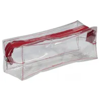 Trousse - Rectangulaire - Transparente - Plastique - Rouge - 1 compartiment