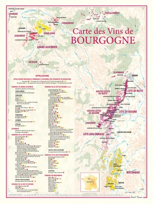 Carte des vins de Bourgogne, 30x40 cm