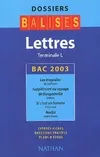 Lettres terminale L 2003, bac 2003