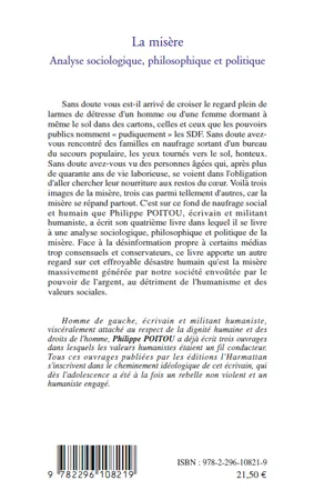 La misère, Analyse sociologique, philosophique et politique Philippe Poitou