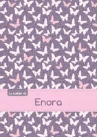 Le cahier d'Enora - Petits carreaux, 96p, A5 - Papillons Mauve