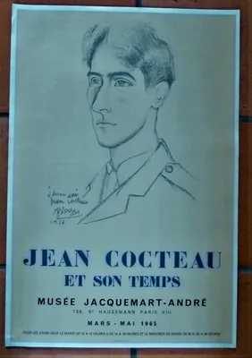 Picasso. Une affiche représentant Jean Cocteau en 1916; éditée à l'occasion de l'exposition 