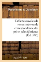 Tablettes royales de renommée ou de correspondance des principales fabriques (Éd.1786)