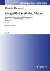 Gegruesset seist du, Maria, für gemischten Chor (SSAATTBB) a cappella. op. 97e, 1. mixed choir (SSAATTBB) a cappella. Partition de chœur.