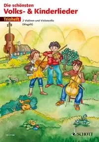 Die schönsten Volks- und Kinderlieder, Trioheft. 2 violins and cello (viola). Partition d'exécution.
