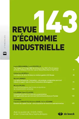 Revue d'économie industrielle, n  143