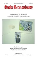 Études germaniques - N°4/2013, Strindberg en héritage (Colloque de Paris BNF, 27-29 septembre 2012)