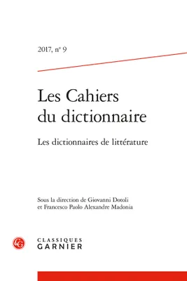 Les Cahiers du dictionnaire, Les dictionnaires de littérature
