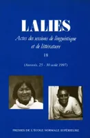 Lalies, n°18/1998, Actes des sessions de linguistique et de littérature