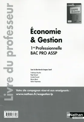 Economie & Gestion 1re Bac Pro ASSP Livre du professeur