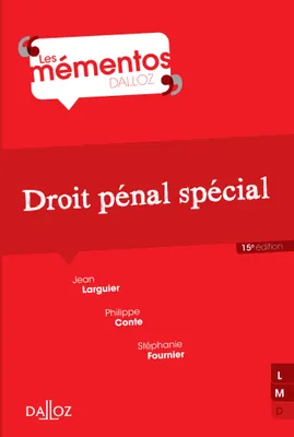 Droit pénal spécial - 15e ed., Mémentos