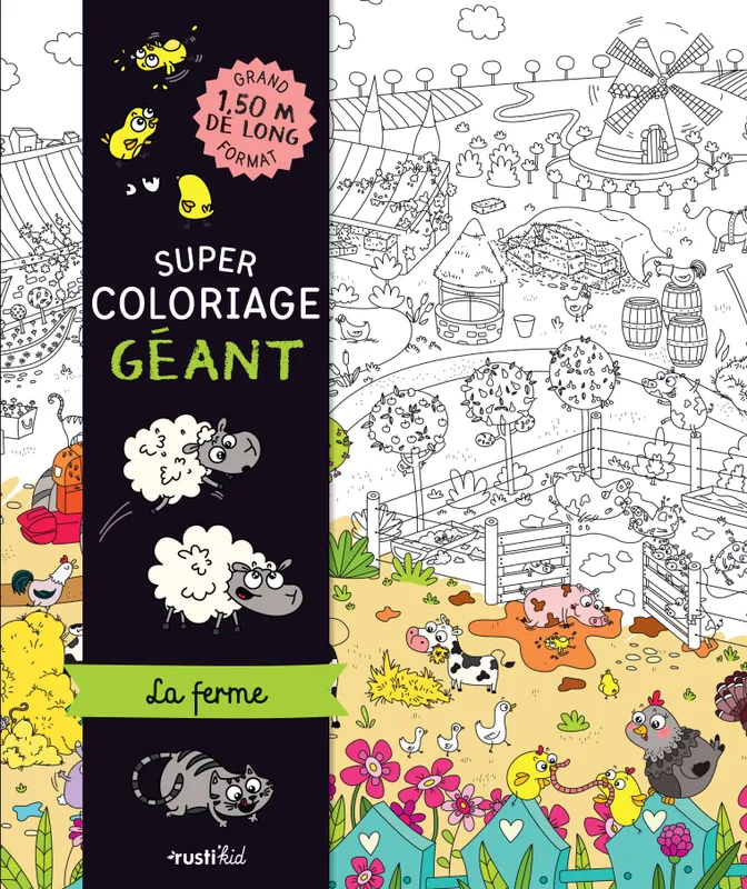 Livres Jeunesse Loisirs et activités Super coloriage géant : la ferme, Grand format : 1,50 m de long BOSSREZ ELODIE