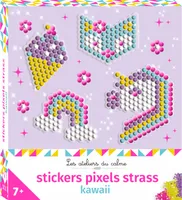 Stickers pixels strass kawai - mini boîte avec accessoires