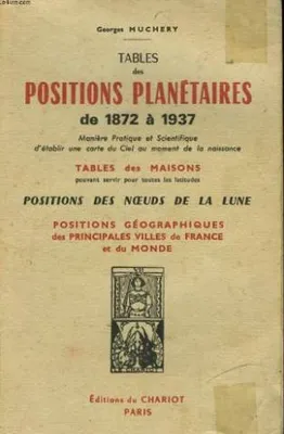 Tables des positions planetaires de 1872 a 1937