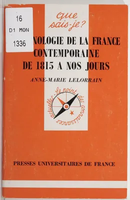 Chronologie de la France contemporaine de 1815 à nos jours, de 1815 à nos jours