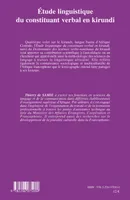 Etude linguistique du constituant verbal en kirundi, Suivi de Dictionnaire des lexèmes verbo-nominaux du kirundi