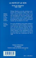 LA NOTE ET LE SON, Écrits et entretiens 1981-1998
