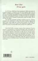 RENE CHAR 10 ANS APRES, actes du colloque du 21 mars 1998 tenu à l'Université Paul Valéry, Montpellier III