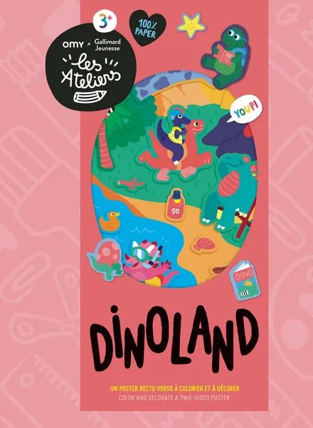 Jeux et Jouets Loisirs créatifs Découpes, collages et assemblages Dinoland, Un poster recto verso à colorier et à décorer Collectif