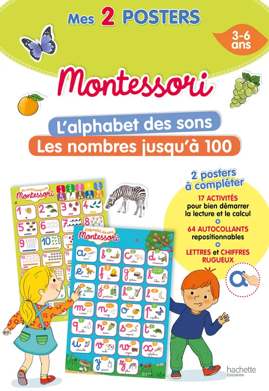 Jeux et Jouets Livres Parascolaire Maternelle Mon poster Montessori / l'alphabet des sons + les nombres jusqu'à 100 XXX