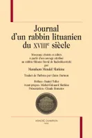 70, Journal d'un rabbin lituanien du XVIIIe siècle, Morceaux choisis et édités à partir d'un ouvrage attribué au rabbin shlomo david de radoshkovitchi