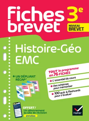 Fiches brevet Histoire-Géographie EMC 3e Brevet 2024, fiches de révision & quiz