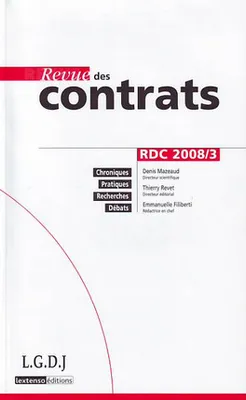 REVUE DES CONTRATS N 3 - 2008