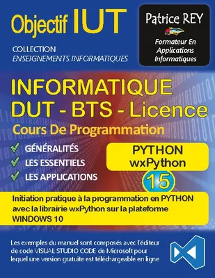 DUT informatique python 3.9 wxPython, avec visual studio code