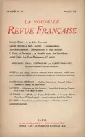 La Nouvelle Revue Française N' 143 (Aoűt 1925)