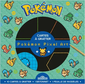 Pokémon - Cartes à gratter Pixel - Pikachu, Bulbizarre, Salamèche, Carapuce
