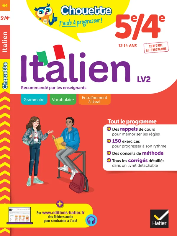 Livres Scolaire-Parascolaire Collège Italien 5e/4e - LV2 (A1+, A2), cahier de révision et d'entraînement recommandé par les enseignants Valentine Pillet