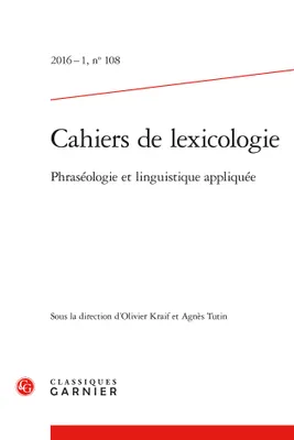 Cahiers de lexicologie, Phraséologie et linguistique appliquée