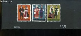 Collection de 3 timbres-poste oblitérés, de Bulgarie. Costumes bulgares.