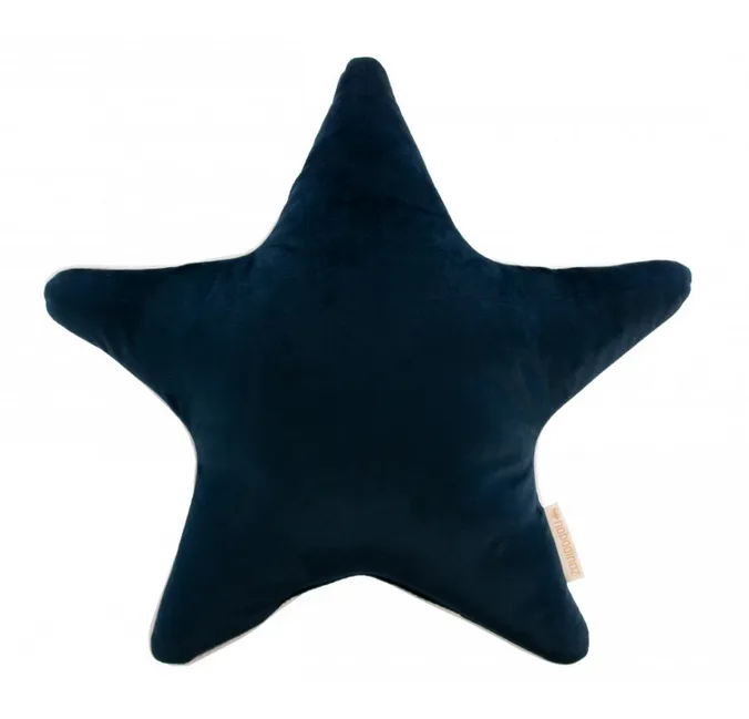 Coussin étoile velour Aristote bleu marine Décoration