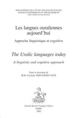 Les langues ouraliennes aujourd'hui - approche linguistique et cognitive, approche linguistique et cognitive