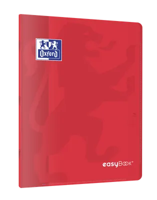 OXFORD Cahier EasyBook A4 Grands Carreaux Seyès 96 Pages Agrafées Couverture Polypro Rouge