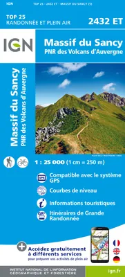Top 25 : une carte, un site, 2432ET, Massif du Sancy/Pnr des Volcans d'Auvergne (Gps)