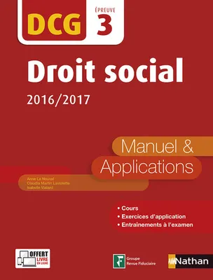 3, Droit social 2016/2017 - Epreuve 3 DCG - Manuel et applications - 2016