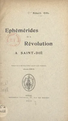 Éphémérides de la Révolution à Saint-Dié, Extrait de 