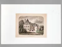 Château Haut-Brion (Pessac, près Bordeaux) à M. Amédée Larrieu [ Gravure originale en couleurs ]
