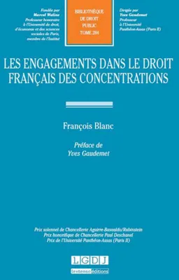 les engagements dans le droit français des concentrations, PRIX SOLENNEL DE CHANCELLERIE AGUIRRE-BASUALDO/RUBINSTEINPRIX HONORIFIQUE DE CHA