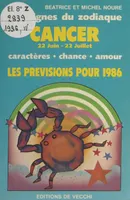 Les signes du zodiaque : les prévisions pour 1986, Cancer, 22 Juin-22 Juillet. Caractères, chance, amour. Les prévisions pour 1986