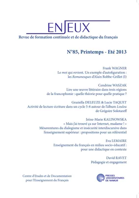 Enjeux n°85, Printemps/Eté 2013