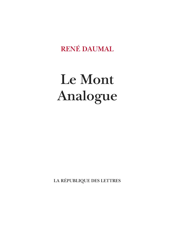 Le Mont Analogue René Daumal