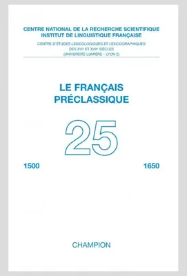 25, Revue Le Français Préclassique n°25 - 2023