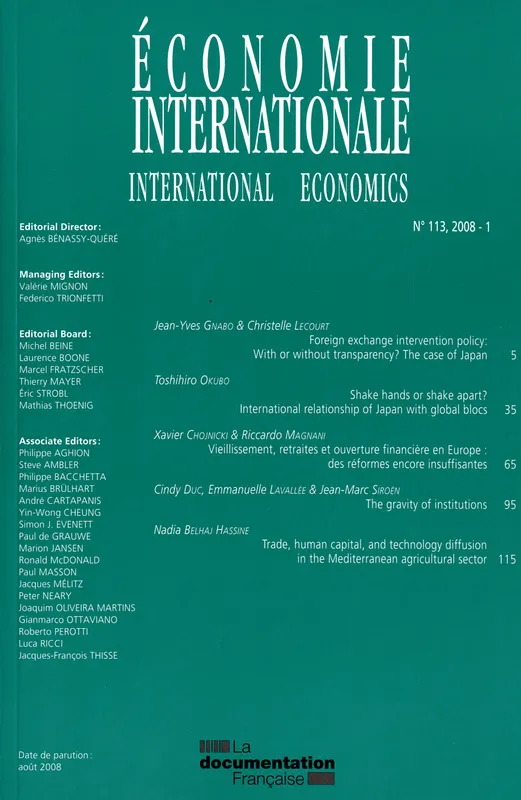 Livres Économie-Droit-Gestion Sciences Economiques Economie internationale n.113 (1er trimestre 2008) Collectif