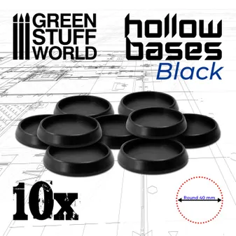 Socles 40mm ronds en plastique noir avec creux (x10)